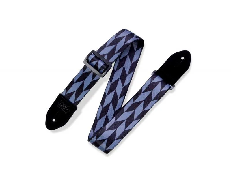 Levy's Kytarový popruh, potištěný, polyester, konce z umělé kůže, černé plastové strany