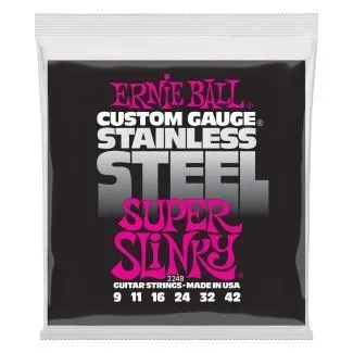 Ernie Ball Sada strun pro elektrickou kytaru Super Slinky, nerezová ocel, 09-42
