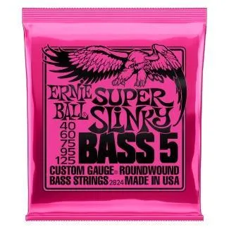 Ernie Ball Struny pro basovou kytaru, Super Slinky BASS 5, niklovaná ocel, 40-125