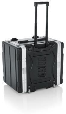 Gator GRR-8L Öntött PE rack tok, elülső, hátsó sínes, 8U, 49 cm mély, zárható, kihúzható karral, kerekes