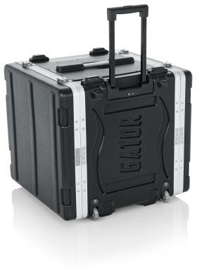 Gator GRR-10L Öntött PE rack tok, elülső, hátsó sínes, 10U, 49 cm mély, zárható, kihúzható karral, kerekekke