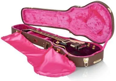 Gator GW-LP-BROWN Deluxe fa keménytok Les Paul fazonú elektromos gitárhoz, vintage barna borítás