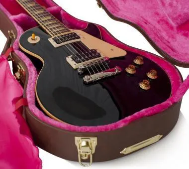 Gator GW-LP-BROWN Deluxe fa keménytok Les Paul fazonú elektromos gitárhoz, vintage barna borítás