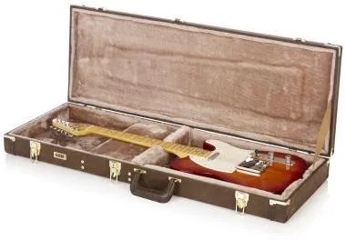 Gator GW-ELECT-VIN Deluxe fa keménytok elektromos gitárhoz, barna vintage borítás