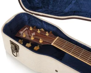 Gator GW-JM DREAD Deluxe fa keménytok dreadnought fazonú akusztikus gitárhoz, elegáns vintage külső, bézs