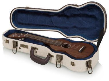 Gator tvrdý obal pro sopránovou ukulele, elegantní vintage vzhled, béžový