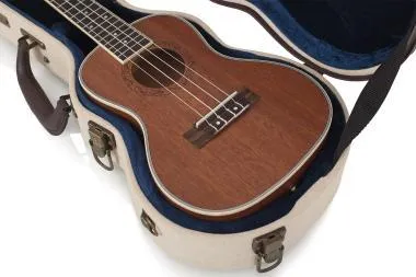Gator GW-JM UKE-CON Deluxe fa keménytok koncert ukuleléhez, elegáns vintage külső, bézs