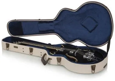 Gator GW-JM 335 Deluxe fa keménytok 335-ös stílusú üreges testű elektromos gitárhoz, elegáns vintage külső, bé