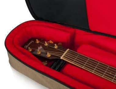 Gator GT-ACOUSTIC-TAN Transit puhatok akusztikus gitárhoz, merev belső kialakítás, 20 mm vastag bélés, bézs