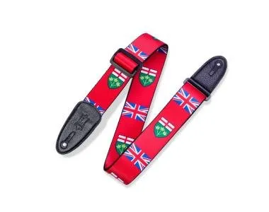 Levy's MPPV2-ON Gitárpánt, poliészter, kanadai tartományi címer, bőr végek, 5cm széles, 152cm hosszú