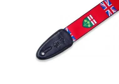 Levy's MPPV2-ON Gitárpánt, poliészter, kanadai tartományi címer, bőr végek, 5cm széles, 152cm hosszú