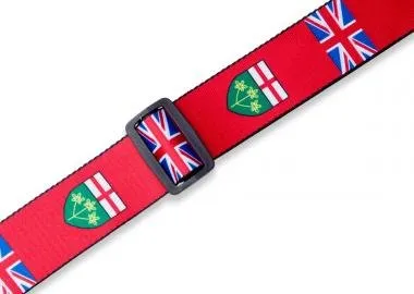 Levy's MPPV2-ON Gitárpánt, poliészter, kanadai tartományi címer, bőr végek, 5cm széles, 152cm hosszú