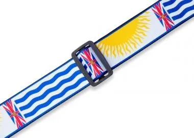 Levy's MPPV2-BC Gitárpánt, poliészter, kanadai tartományi címer, bőr végek, 5cm széles, 152cm hosszú