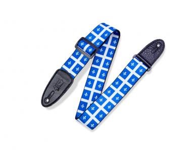 Levy's Kytarový popruh, polyester, kanadský erb, kožené konce, 5cm široký, 152cm dlouhý