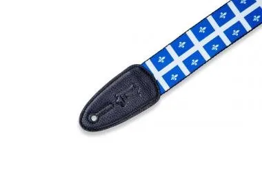 Levy's MPPV2-QC Gitárpánt, poliészter, kanadai tartományi címer, bőr végek, 5cm széles, 152cm hosszú
