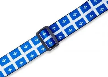 Levy's MPPV2-QC Gitárpánt, poliészter, kanadai tartományi címer, bőr végek, 5cm széles, 152cm hosszú