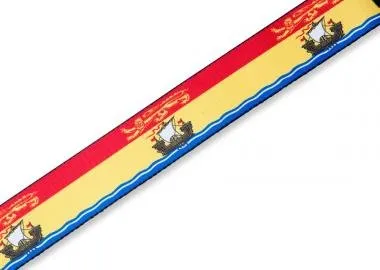 Levy's MPPV2-NB Gitárpánt, poliészter, kanadai tartományi címer, bőr végek, 5cm széles, 152cm hosszú
