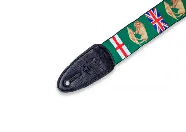 Levy's MPPV2-MB Gitárpánt, poliészter, kanadai tartományi címer, bőr végek, 5cm széles, 152cm hosszú