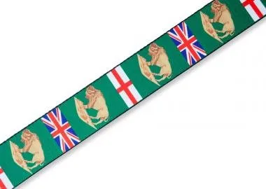 Levy's MPPV2-MB Gitárpánt, poliészter, kanadai tartományi címer, bőr végek, 5cm széles, 152cm hosszú