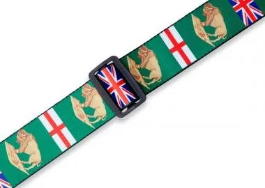Levy's MPPV2-MB Gitárpánt, poliészter, kanadai tartományi címer, bőr végek, 5cm széles, 152cm hosszú