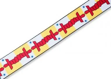Levy's MPPV2-NU Gitárpánt, poliészter, kanadai tartományi címer, bőr végek, 5cm széles, 152cm hosszú