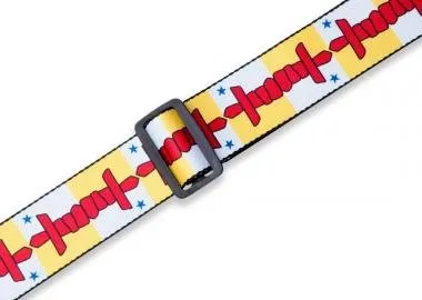 Levy's MPPV2-NU Gitárpánt, poliészter, kanadai tartományi címer, bőr végek, 5cm széles, 152cm hosszú