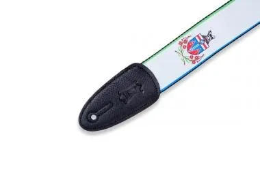 Levy's MPPV2-YT Gitárpánt, poliészter, kanadai tartományi címer, bőr végek, 5cm széles, 152cm hosszú