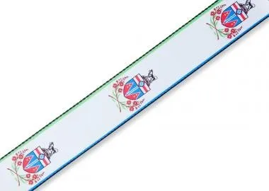 Levy's MPPV2-YT Gitárpánt, poliészter, kanadai tartományi címer, bőr végek, 5cm széles, 152cm hosszú