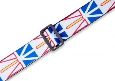 Levy's MPPV2-NL Gitárpánt, poliészter, kanadai tartományi címer, bőr végek, 5cm széles, 152cm hosszú