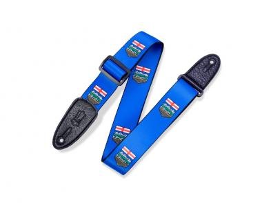Levy's Kytarový popruh, polyester, kanadský erb, kožené konce, 5cm široký, 152cm dlouhý