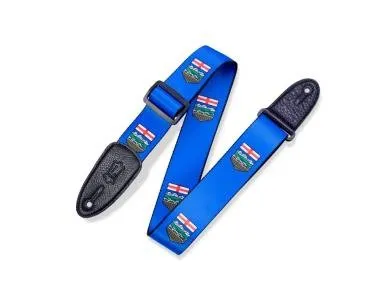 Levy's MPPV2-AB Gitárpánt, poliészter, kanadai tartományi címer, bőr végek, 5cm széles, 152cm hosszú