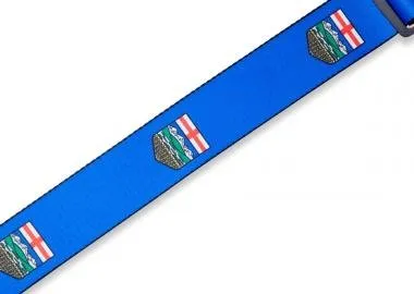 Levy's MPPV2-AB Gitárpánt, poliészter, kanadai tartományi címer, bőr végek, 5cm széles, 152cm hosszú