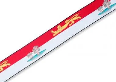Levy's MPPV2-PE Gitárpánt, poliészter, kanadai tartományi címer, bőr végek, 5cm széles, 152cm hosszú