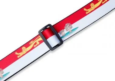 Levy's MPPV2-PE Gitárpánt, poliészter, kanadai tartományi címer, bőr végek, 5cm széles, 152cm hosszú