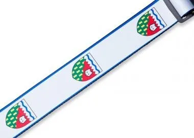 Levy's MPPV2-NT Gitárpánt, poliészter, kanadai tartományi címer, bőr végek, 5cm széles, 152cm hosszú