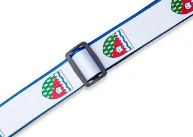 Levy's MPPV2-NT Gitárpánt, poliészter, kanadai tartományi címer, bőr végek, 5cm széles, 152cm hosszú