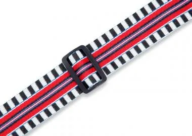 Levy's MC8VIN-004 Gitárpánt, pamut, bőr végekkel, 5cm széles, 152 cm széles, fehér-fekete minta