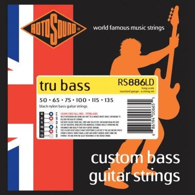 Rotosound Bassové struny, černý nylon, broušené, 6 strun, 50-135