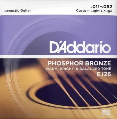 D'Addario EJ26 akusztikus gitárhúr, foszfor-bronz, 11-52