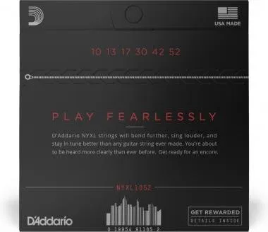 D'Addario NYXL1052 elektromos gitárhúr, nickel wound, New York XL, 10-52