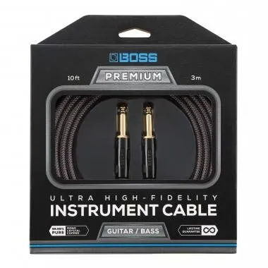 BOSS BIC-P10 10ft / 3m jack-jack kábel egyenes-egyenes TR 6,3mm, prémium minőségű hangszerkábel