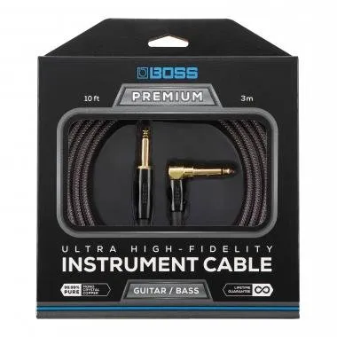 BOSS BIC-P10A 10ft / 3m jack-jack kábel egyenes-pipa TR 6,3mm, prémium minőségű hangszerkábel