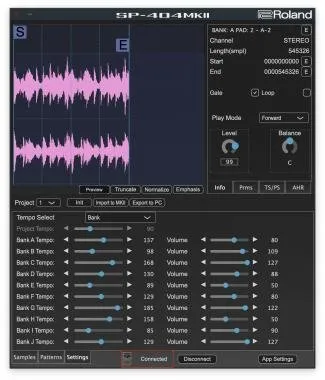 Roland SP-404MKII lineáris WAVE SAMPLER hangmintákkal és effektekkel