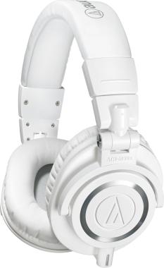 Audio-Technica uzavřené studiové sluchátka, skládací, 3 odnímatelné kabely, bílá