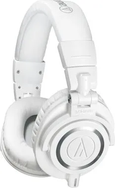 Audio-Technica AT-ATHM50XWH preciziós zárt stúdiófejhallgató, összecsukható, 3db lecsatolható kábellel, fehér színben