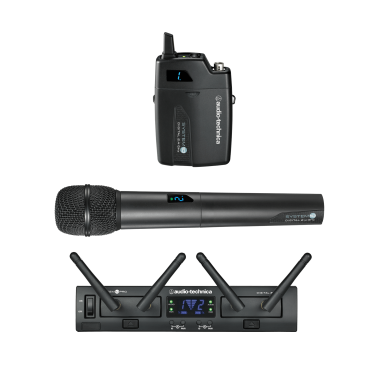 Audio-Technica bezdrátový mikrofonní systém, 2 kanály, ruční a zpevněný vysílač