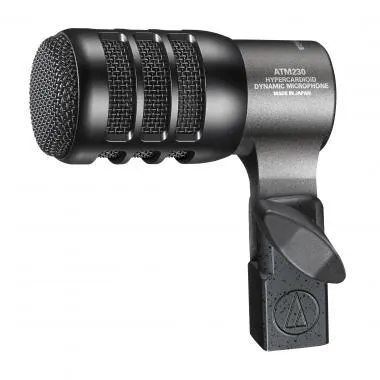 Audio-Technica AT-ATM230 dinamikus hiperkardioid hangszermikrofon, AT8665 dobmikrofon adapterrel