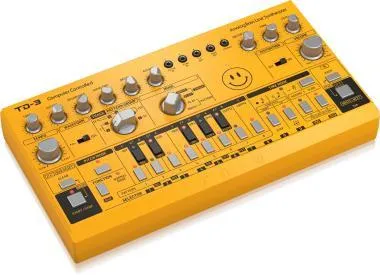 Behringer TD-3-AM szintetizátor, analóg, Bass Line, szekvencerrel, sárga