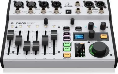 Behringer FLOW 8 keverő, digitális, 8 bemenet, Bluetooth, 60mm faderek, 2 FX processzor, USB