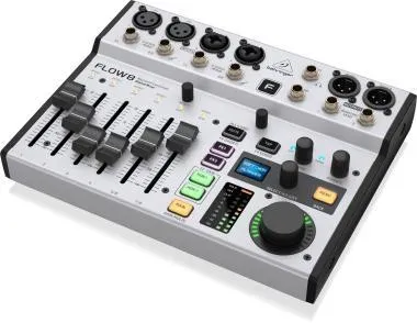 Behringer FLOW 8 keverő, digitális, 8 bemenet, Bluetooth, 60mm faderek, 2 FX processzor, USB